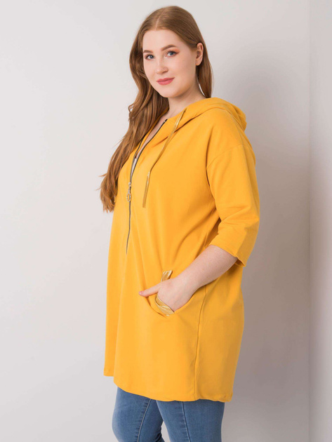 Ciemnożółta bluza plus size na suwak Lounes