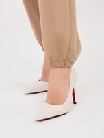 Ciemnobeżowe dresowe spodnie w eleganckim stylu