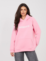 Pastelowa różowa bluza kangurka o kroju oversize RUE PARIS 