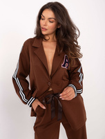 Brązowy komplet z marynarką oversize RUE PARIS