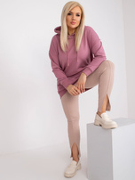Brudnoróżowa dresowa bluza plus size z kapturem Luna