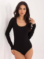 Czarne dopasowane body z bawełny RUE PARIS 