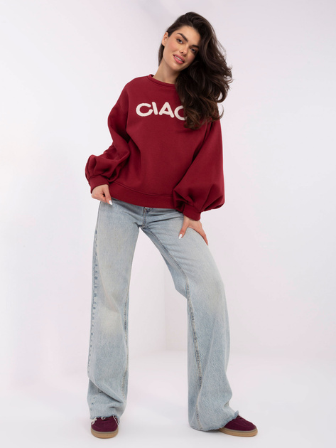 Bordowa bluza z kontrastowym napisem RUE PARIS