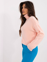 Hurtownia Brzoskwiniowy sweter golf ze ściągaczami