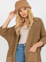 Hurtownia Camelowy luźny kardigan z kieszeniami RUE PARIS