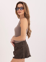 Ciemnobeżowy top bezrękawnik z bawełny SUBLEVEL