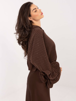 Czekoladowa elegancka koszula z aplikacjami 