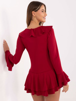 Bordowy krótki kombinezon z żabotem RUE PARIS