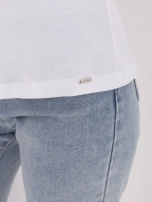 Biały damski t-shirt basic z bawełny 
