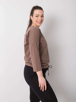 Kávová bavlněná blůza plus size Sandy.