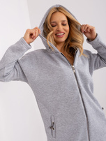 Hurt Szara melanżowa długa bluza basic z kapturem