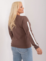 Hurt Brązowa damska bluzka plus size z kieszenią