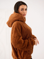 Jasnobrązowa bluza kangurka z kapturem