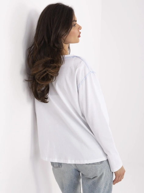 Hurt Biało-niebieska damska bluzka oversize z bawełny