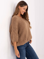 Camel women's sweater with an alpaca blend.