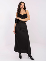 Schwarzes Mesh-Gorset-Top.