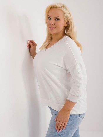 Hurt Ecru bawełniana bluzka plus size z dekoltem V
