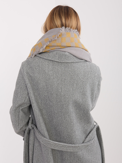 Szaro-żółty szal w geometryczny wzór