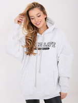Jasnoszara damska bluza oversize z ociepleniem