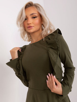 Hurtownia Khaki rozkloszowana sukienka z bawełny