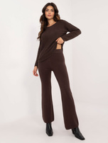 Ciemnobrązowy dwuczęściowy komplet z dzianiny