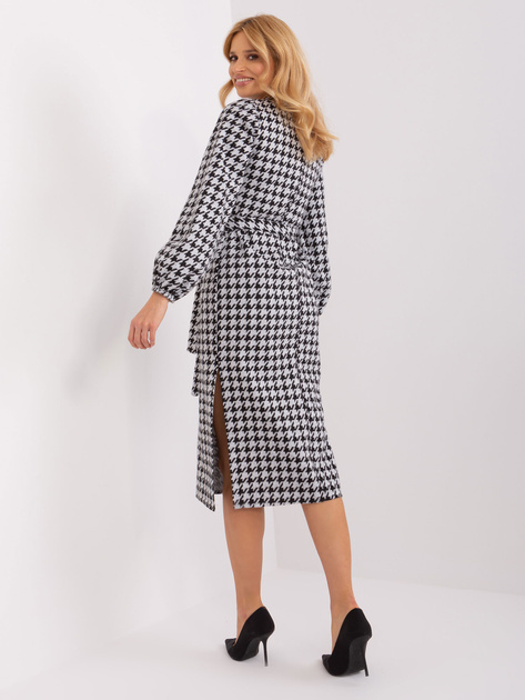 Hurt Biało-czarna midi sukienka dzianinowa w pepitkę