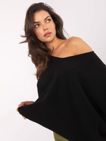 Black bat sweater with short sleeves.