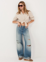 Beżowa rozpinana koszula z muślinu