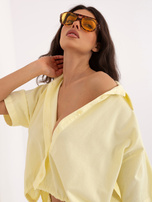 Jasnożółta damska koszula oversize z sztruksu