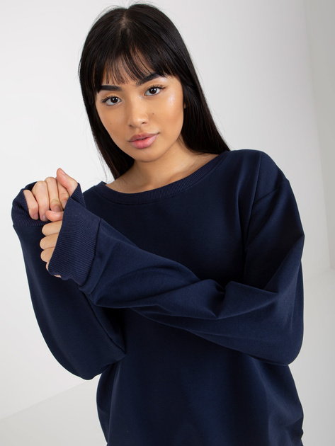 Hurt Granatowa gładka bluza bez kaptura oversize