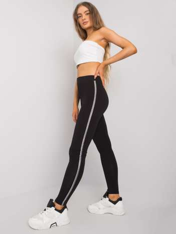 Schwarz-silberne Baumwoll-Leggings Naila RUE PARIS.