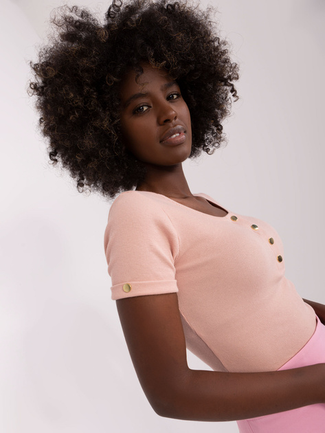 Hurt Brudnoróżowa prążkowana bluzka damska OCH BELLA