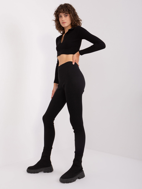 Hurt Czarne damskie legginsy basic z bawełny RUE PARIS