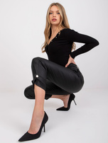 Czarne spodnie ze skóry ekologicznej Wirginia 