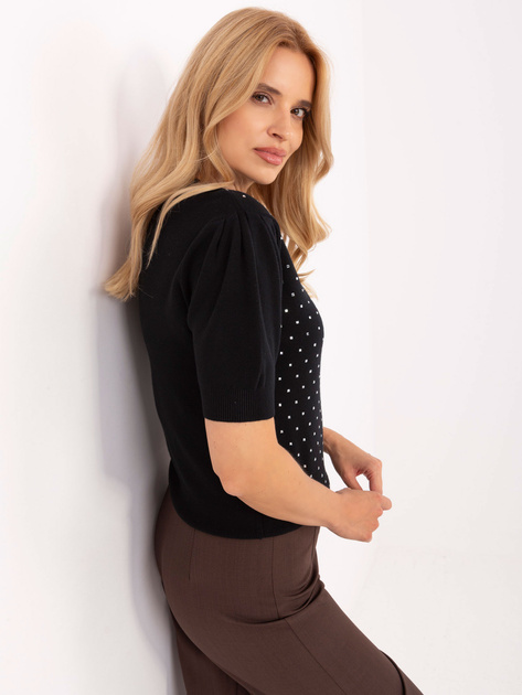 Czarny damski sweter z dżetami