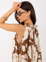 Brązowa maxi sukienka z dekoltem halter