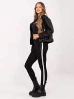 Czarno-srebrne legginsy Rissa RUE PARIS