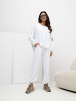 Biały dresowy komplet z bluzą oversize RUE PARIS 