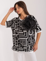 Hurtownia Czarna damska bluzka w geometryczny wzór