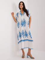 Hurt Niebiesko-biała sukienka oversize z printem