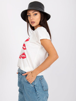 Ecru damski t-shirt z printem Malvina MAYFLIES