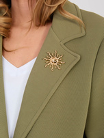 Khaki piankowy płaszcz z broszką RUE PARIS 