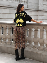 Hurt Czarny sweter damski we wzory z zapięciem na guziki