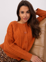 Hurt dark orange cable-knit cardigan.