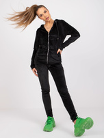 Czarny damski komplet dwuczęściowy z weluru Ilaria