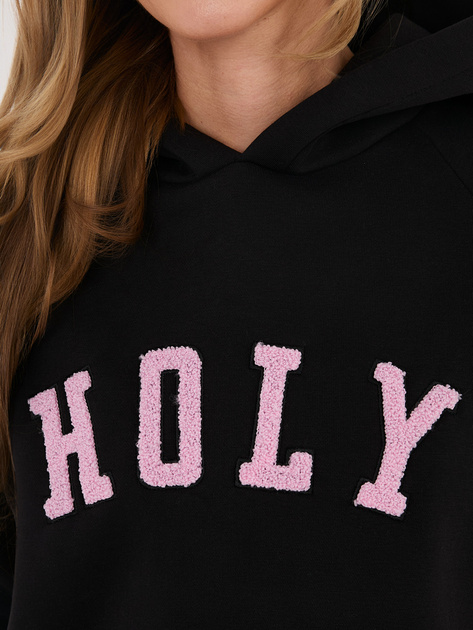 Czarna bluza oversize z ociepleniem RUE PARIS