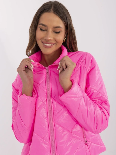 Hurt Fluo różowa pikowana kurtka bez kaptura