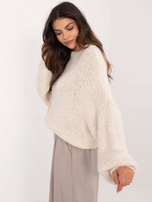 Hurt Ecru sweter oversize z szerokimi rękawami OCH BELLA