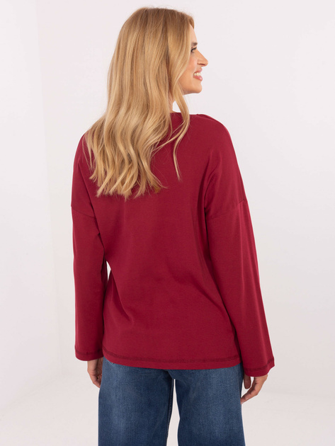 Bordowa bluzka oversize z dekoltem V