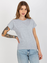 Hurt grauer melierter klassischer Basic-T-Shirt aus Baumwolle.